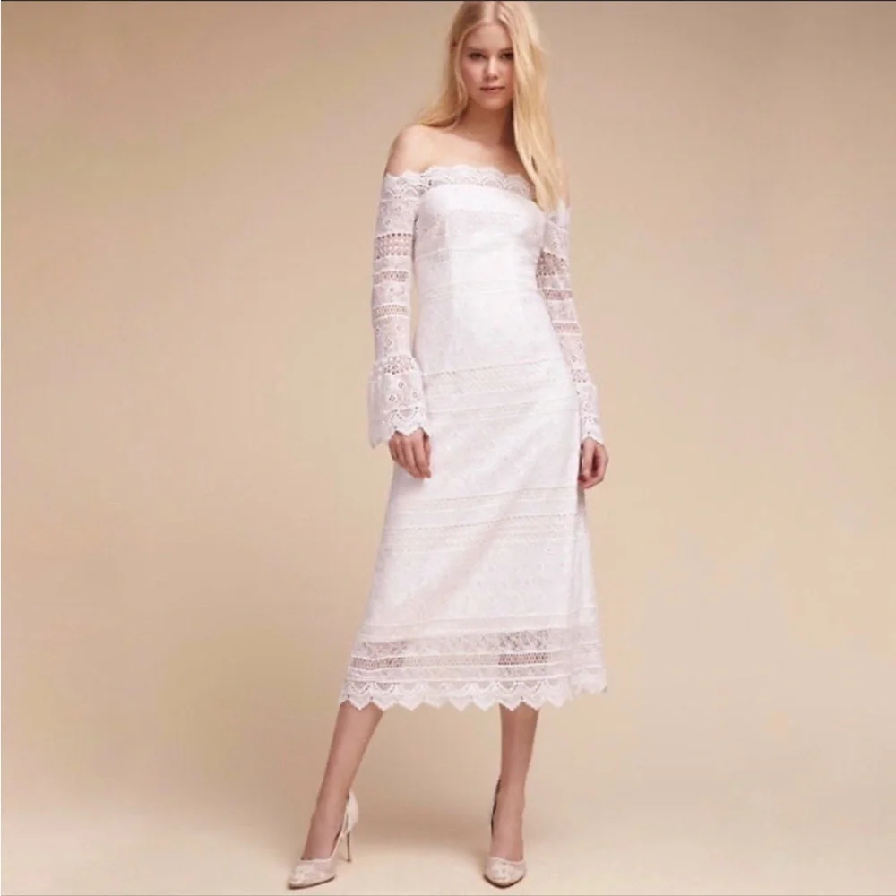 AMUR BHLDN Anthropologie Abriana Off-The-Shoulder Lace‎ Dress Size 0 Women
